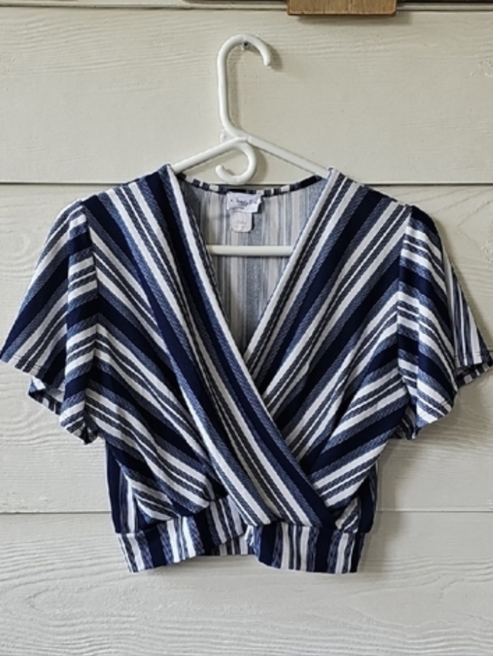 Trendy Jewels Navy and White Striped Wrap Crop Top